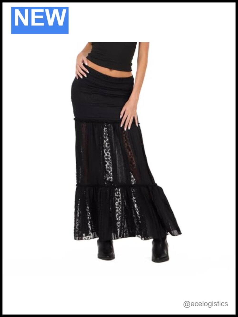 Forever 21 Lace Maxi Skirt Tiered Hem